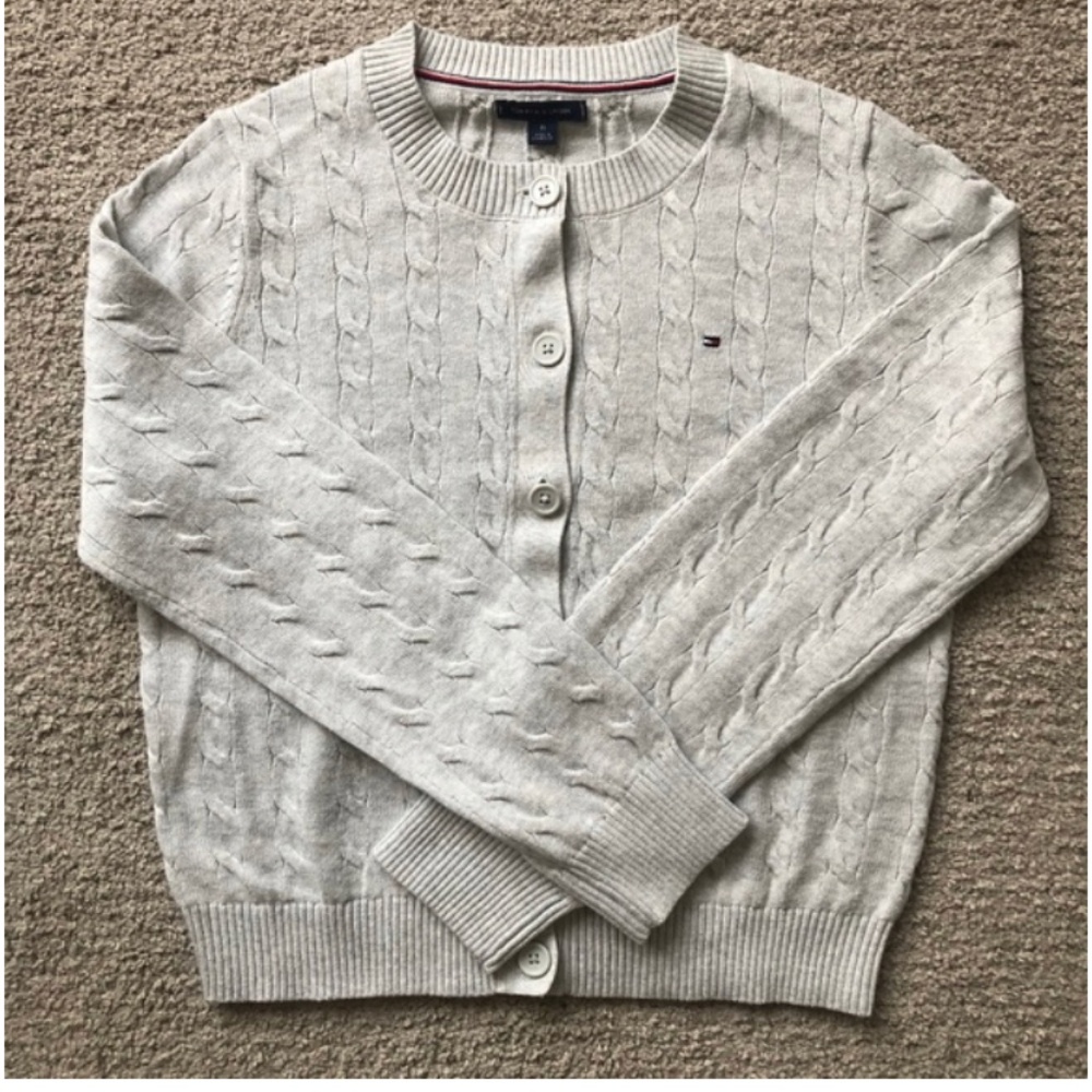 Tommy Hilfiger Cream Cable Knit Button Cardigan